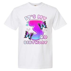 3rd Birthday, 3 Years, Butterflies And Number 3 Garment-Dyed Heavyweight T-Shirt