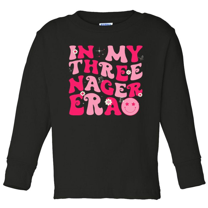 3rd Birthday 3 Year Old Bday In My Threenager Era Toddler Long Sleeve Shirt