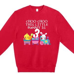 3rd Birthday 3 Easter Bunny 3 Year Old Train Outfit Premium Crewneck Sweatshirt