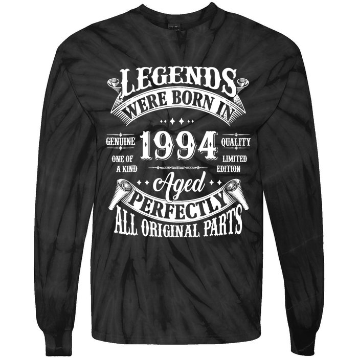 30th Birthday 30 Years Old Vintage Legends Born In 1994 Tie-Dye Long Sleeve Shirt