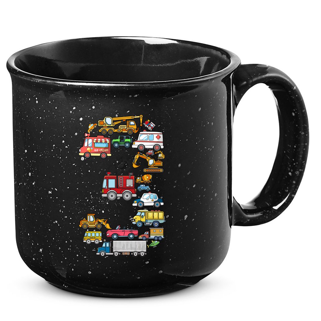 3rd Birthday 3 Year Old Transportation Cars Fire Truck 15oz Campfire Ceramic Mug