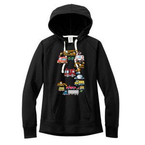 3rd Birthday 3 Year Old Transportation Cars Fire Truck Women's Fleece Hoodie