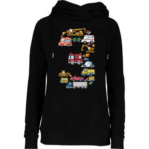 3rd Birthday 3 Year Old Transportation Cars Fire Truck Womens Funnel Neck Pullover Hood