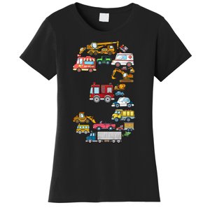 3rd Birthday 3 Year Old Transportation Cars Fire Truck Women's T-Shirt