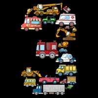 3rd Birthday 3 Year Old Transportation Cars Fire Truck Womens T-Shirt