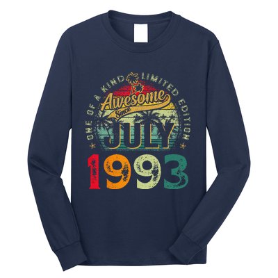 30th Birthday Awesome Since July 1993 30 Years Old Gifts Long Sleeve Shirt