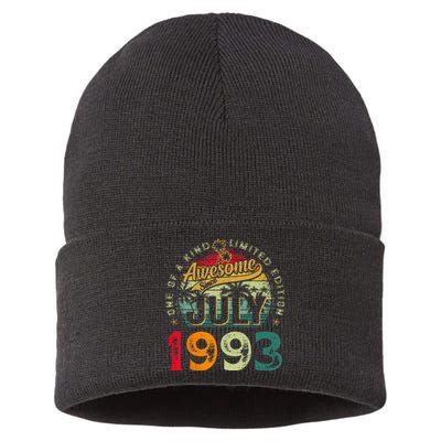 30th Birthday Awesome Since July 1993 30 Years Old Gifts Sustainable Knit Beanie