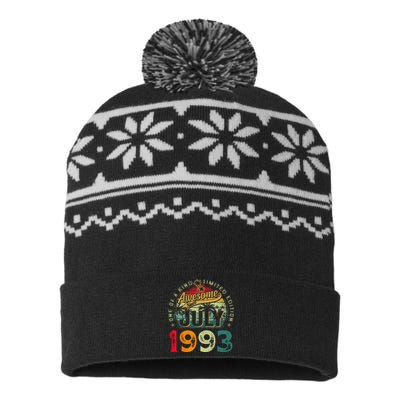 30th Birthday Awesome Since July 1993 30 Years Old Gifts USA-Made Snowflake Beanie