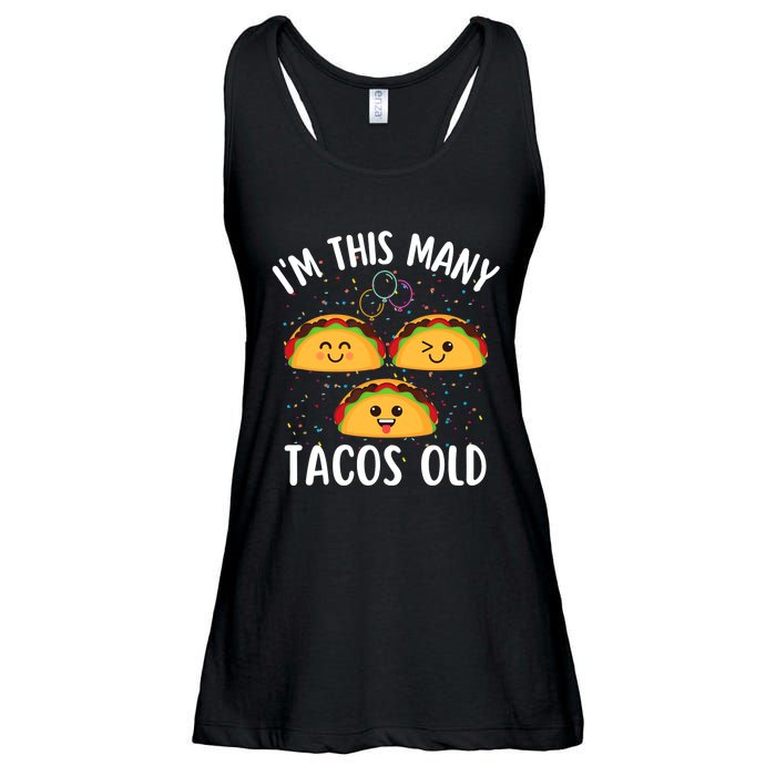 3rd Birthday Boy & Girl Taco Lover I'm This Many Tacos Old Ladies Essential Flowy Tank