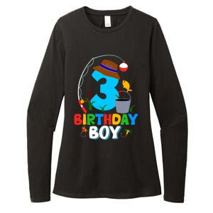 3rd Birthday Boy Fishing Fish Bday Party Decorations Womens CVC Long Sleeve Shirt