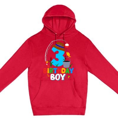 3rd Birthday Boy Fishing Fish Bday Party Decorations Premium Pullover Hoodie