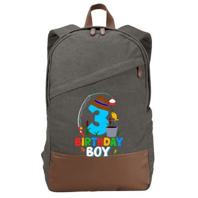 3rd Birthday Boy Fishing Fish Bday Party Decorations Cotton Canvas Backpack