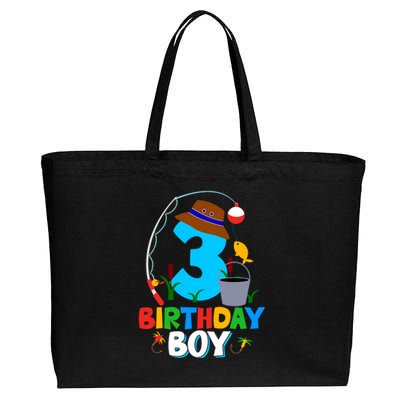 3rd Birthday Boy Fishing Fish Bday Party Decorations Cotton Canvas Jumbo Tote