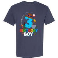 3rd Birthday Boy Fishing Fish Bday Party Decorations Garment-Dyed Heavyweight T-Shirt