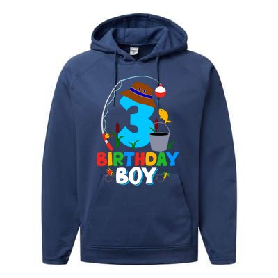 3rd Birthday Boy Fishing Fish Bday Party Decorations Performance Fleece Hoodie