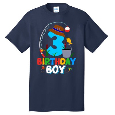 3rd Birthday Boy Fishing Fish Bday Party Decorations Tall T-Shirt