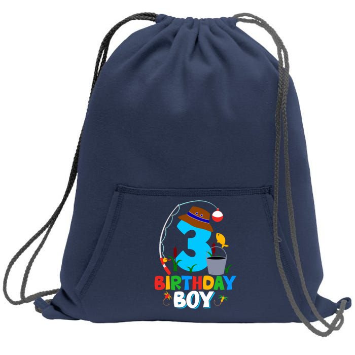 3rd Birthday Boy Fishing Fish Bday Party Decorations Sweatshirt Cinch Pack Bag