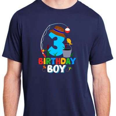 3rd Birthday Boy Fishing Fish Bday Party Decorations Adult ChromaSoft Performance T-Shirt