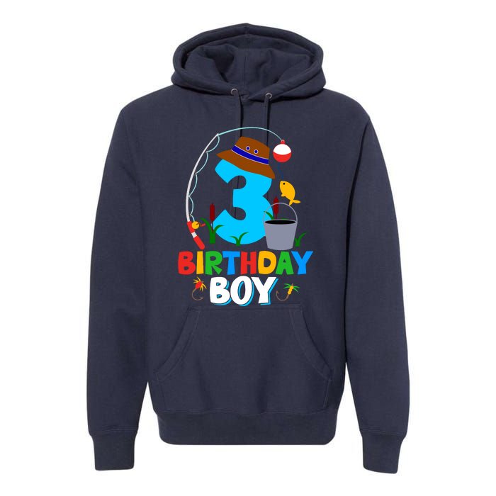 3rd Birthday Boy Fishing Fish Bday Party Decorations Premium Hoodie