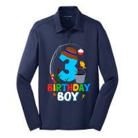 3rd Birthday Boy Fishing Fish Bday Party Decorations Silk Touch Performance Long Sleeve Polo