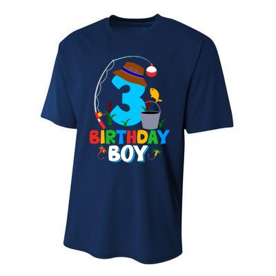 3rd Birthday Boy Fishing Fish Bday Party Decorations Performance Sprint T-Shirt