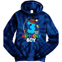 3rd Birthday Boy Fishing Fish Bday Party Decorations Tie Dye Hoodie