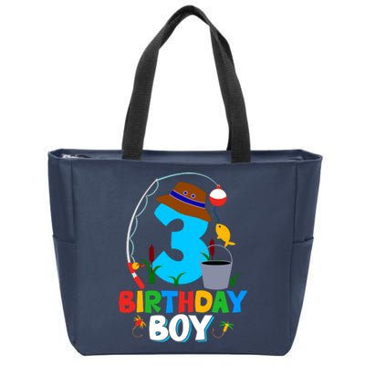 3rd Birthday Boy Fishing Fish Bday Party Decorations Zip Tote Bag