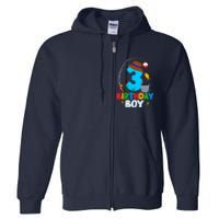 3rd Birthday Boy Fishing Fish Bday Party Decorations Full Zip Hoodie