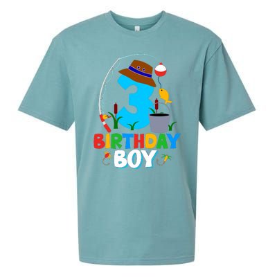 3rd Birthday Boy Fishing Fish Bday Party Decorations Sueded Cloud Jersey T-Shirt