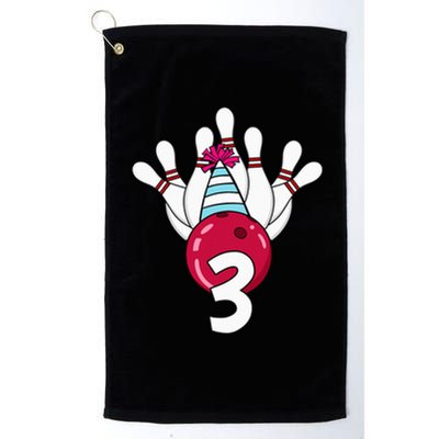 3 Birthday Bowling Theme Bowler 3rd Bday Party Platinum Collection Golf Towel