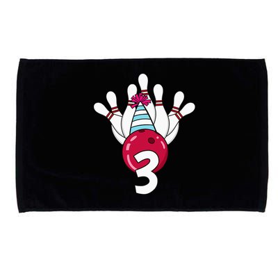 3 Birthday Bowling Theme Bowler 3rd Bday Party Microfiber Hand Towel