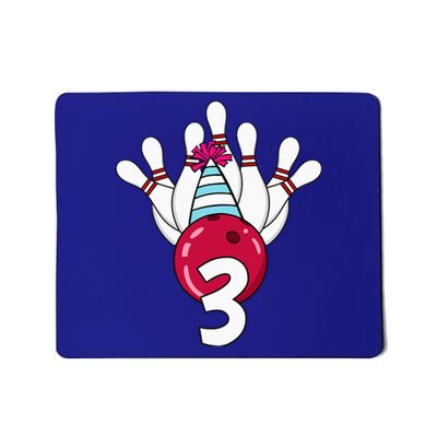 3 Birthday Bowling Theme Bowler 3rd Bday Party Mousepad