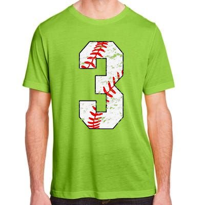 3rd Birthday Baseball Big Number Three 3 Year Old Adult ChromaSoft Performance T-Shirt