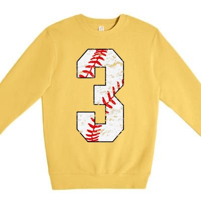 3rd Birthday Baseball Big Number Three 3 Year Old Premium Crewneck Sweatshirt