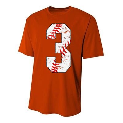 3rd Birthday Baseball Big Number Three 3 Year Old Performance Sprint T-Shirt