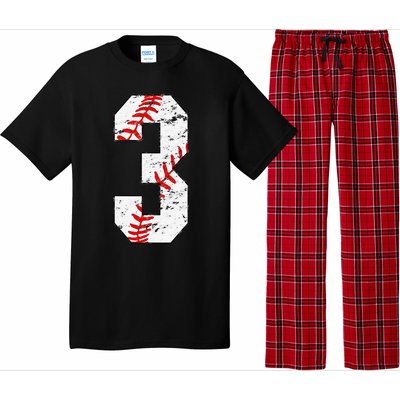 3rd Birthday Baseball Big Number Three 3 Year Old Pajama Set