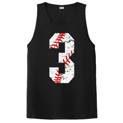 3rd Birthday Baseball Big Number Three 3 Year Old PosiCharge Competitor Tank