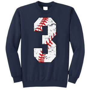 3rd Birthday Baseball Big Number Three 3 Year Old Sweatshirt