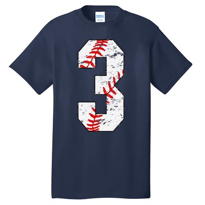 3rd Birthday Baseball Big Number Three 3 Year Old Tall T-Shirt