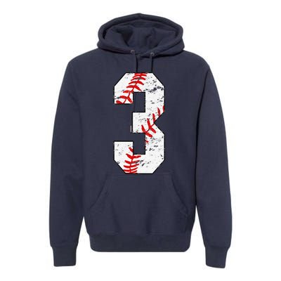 3rd Birthday Baseball Big Number Three 3 Year Old Premium Hoodie