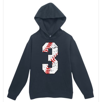 3rd Birthday Baseball Big Number Three 3 Year Old Urban Pullover Hoodie