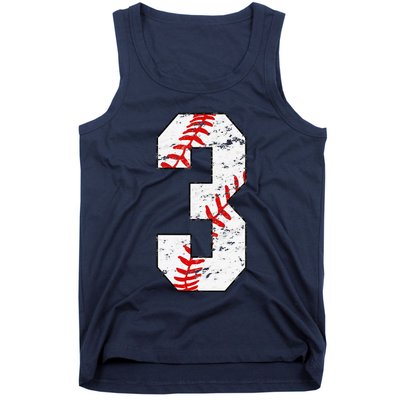 3rd Birthday Baseball Big Number Three 3 Year Old Tank Top