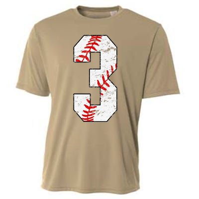 3rd Birthday Baseball Big Number Three 3 Year Old Cooling Performance Crew T-Shirt