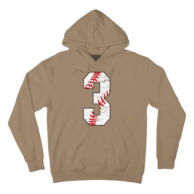 3rd Birthday Baseball Big Number Three 3 Year Old Hoodie