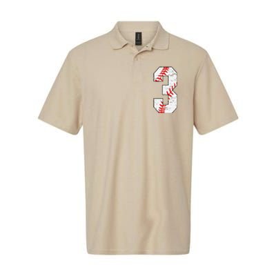 3rd Birthday Baseball Big Number Three 3 Year Old Softstyle Adult Sport Polo