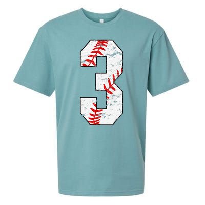 3rd Birthday Baseball Big Number Three 3 Year Old Sueded Cloud Jersey T-Shirt