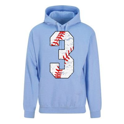 3rd Birthday Baseball Big Number Three 3 Year Old Unisex Surf Hoodie