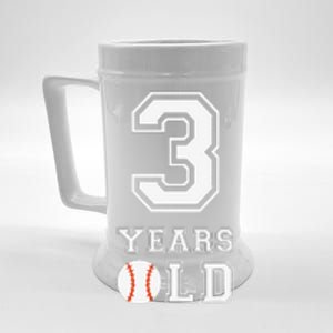 3rd Birthday Baseball Big Number Three 3 Year Old Cute Funny Beer Stein