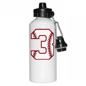 3rd Birthday Baseball Big Number Three 3 Year Old Cute Gift Aluminum Water Bottle