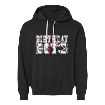 3rd Birthday Baseball Big Number Three 3 Year Old Day Funny Garment-Dyed Fleece Hoodie